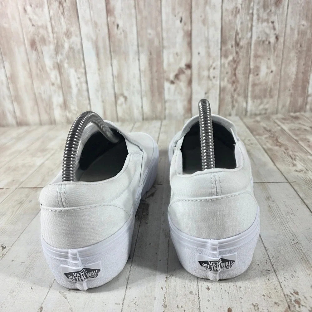 Vans Classic Slip-On Platform Sneakers True White Canvas Shoes Womens 8.5